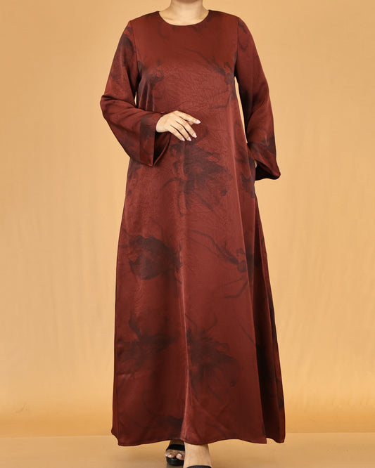 Rust Floral Abaya