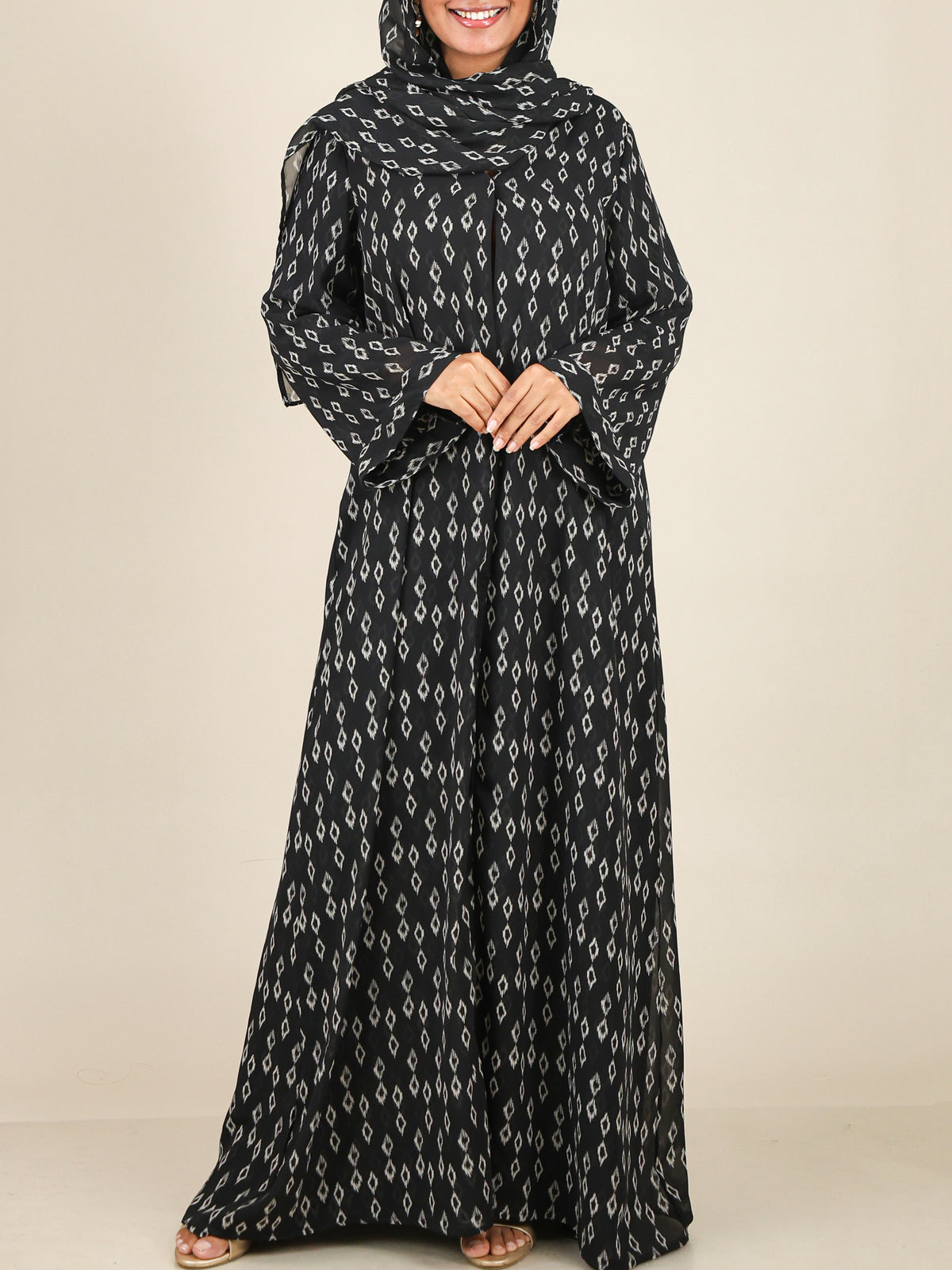 Azura Black Diamond Print Abaya