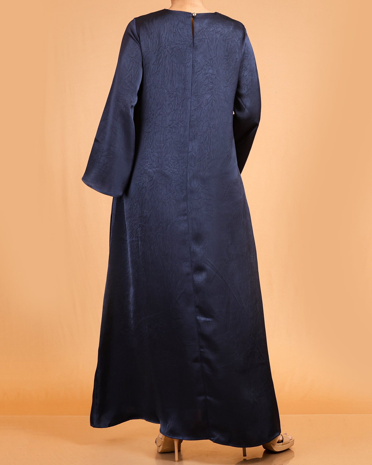 Luxe Soft-Silk Abaya – Navy Blue