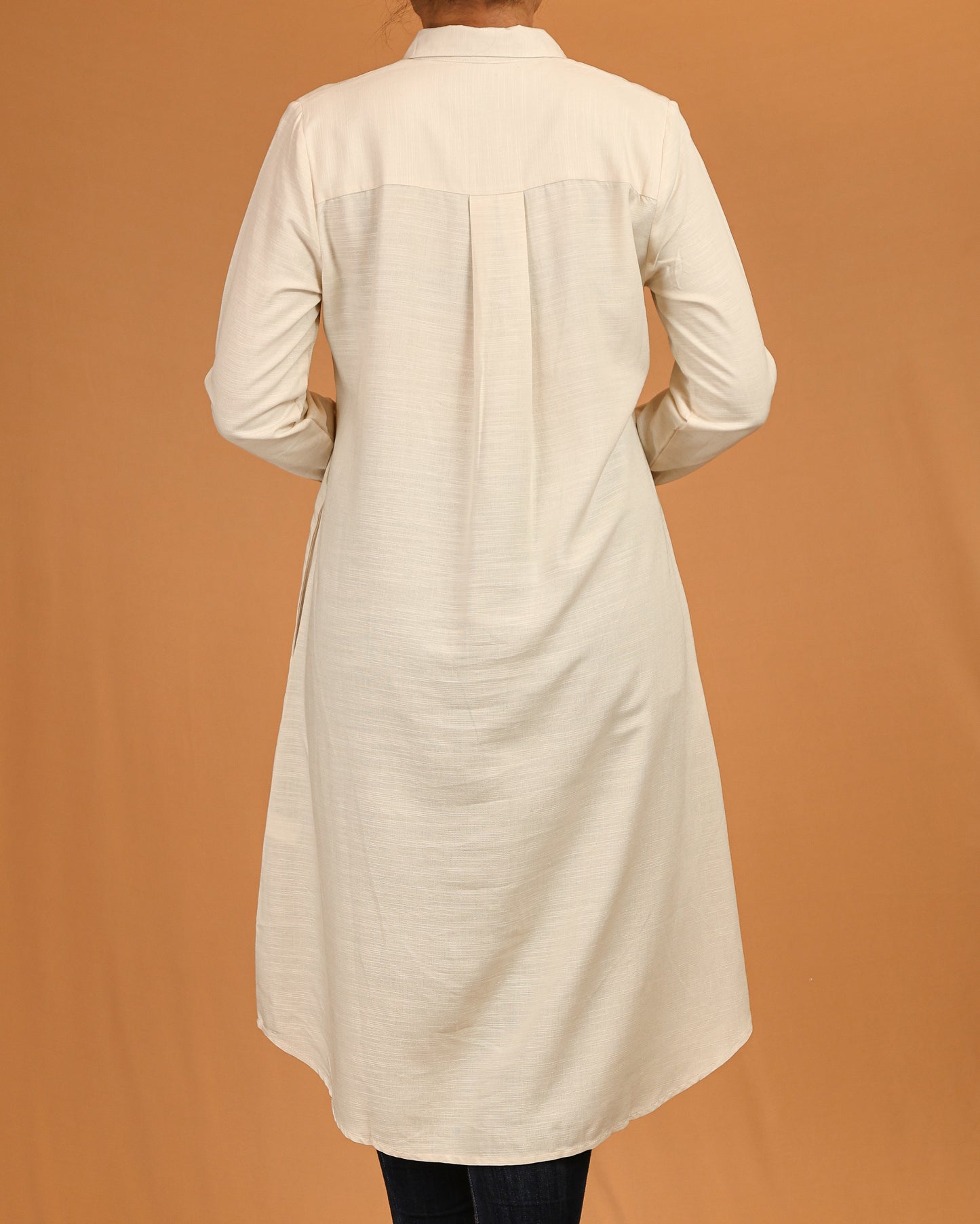 Classic Button-Down Shirt Midi Dress – Cream