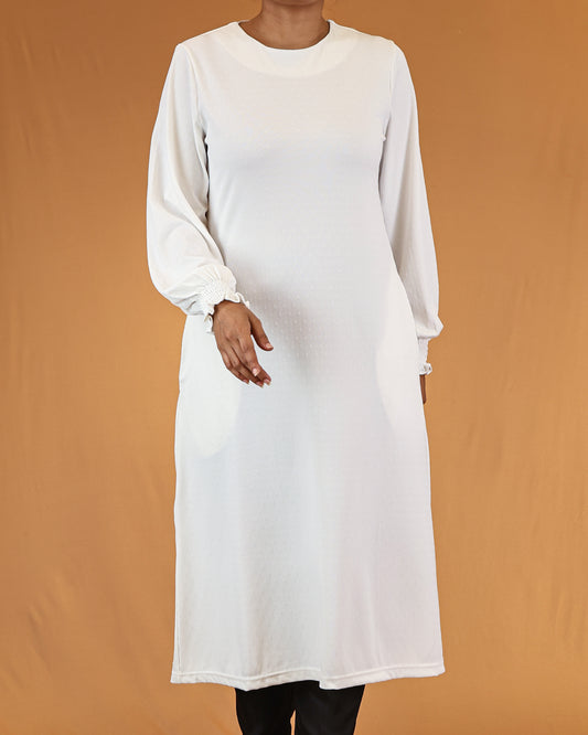 White Textured Minimal Top