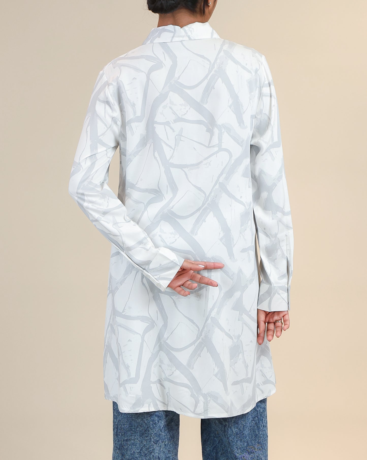 Mist Grey Marble Shirt Dress
