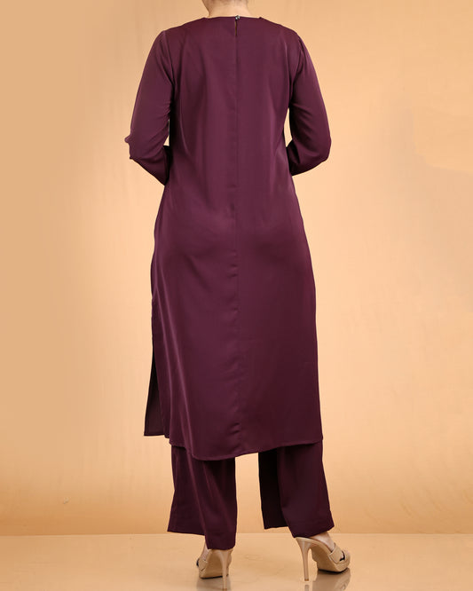 Classic lace Top & Wide-Leg Pant Co-ord Set