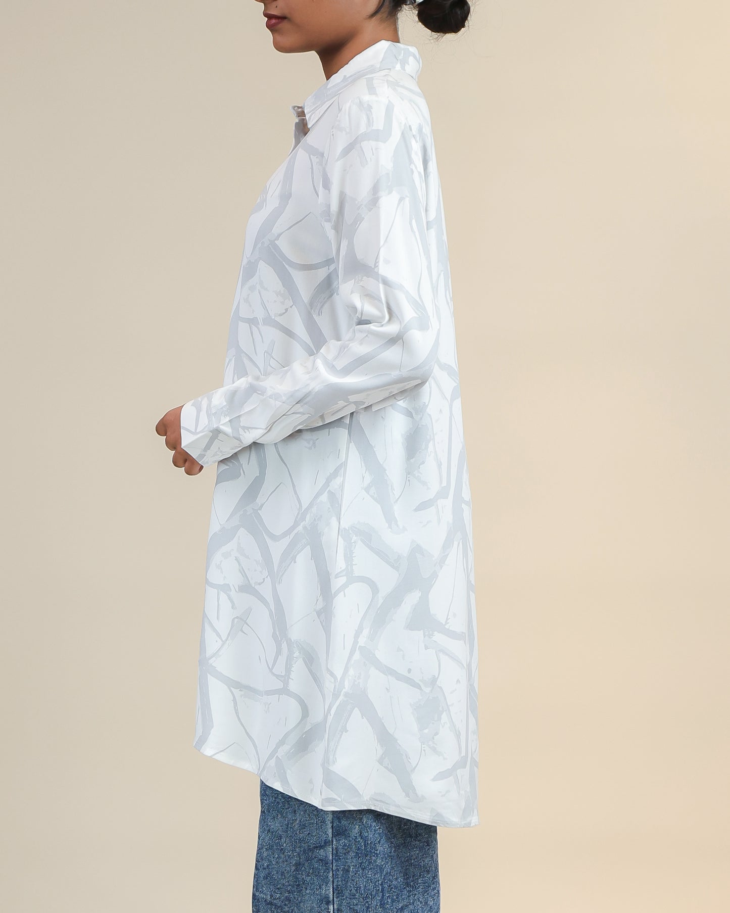 Mist Grey Marble Shirt Dress