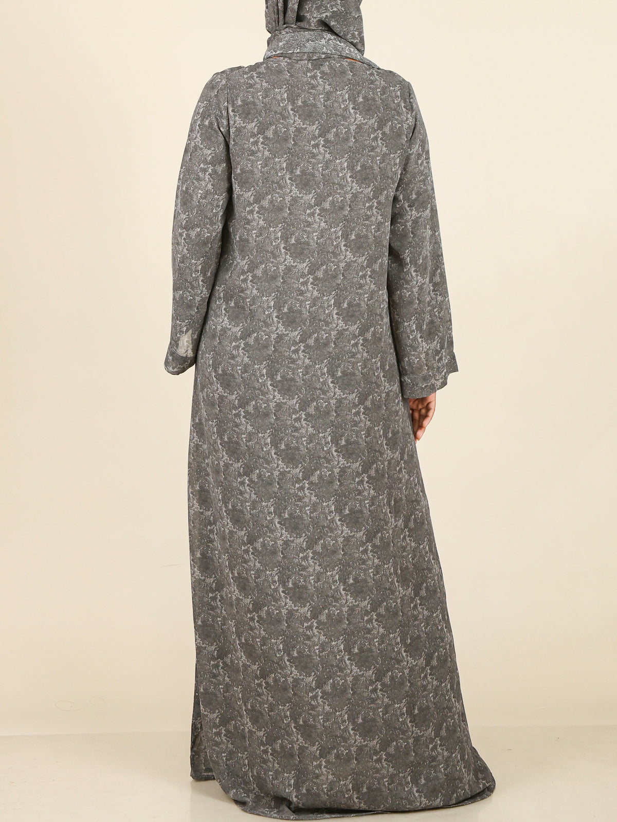Azura Charcoal Grey Marble Print Abaya