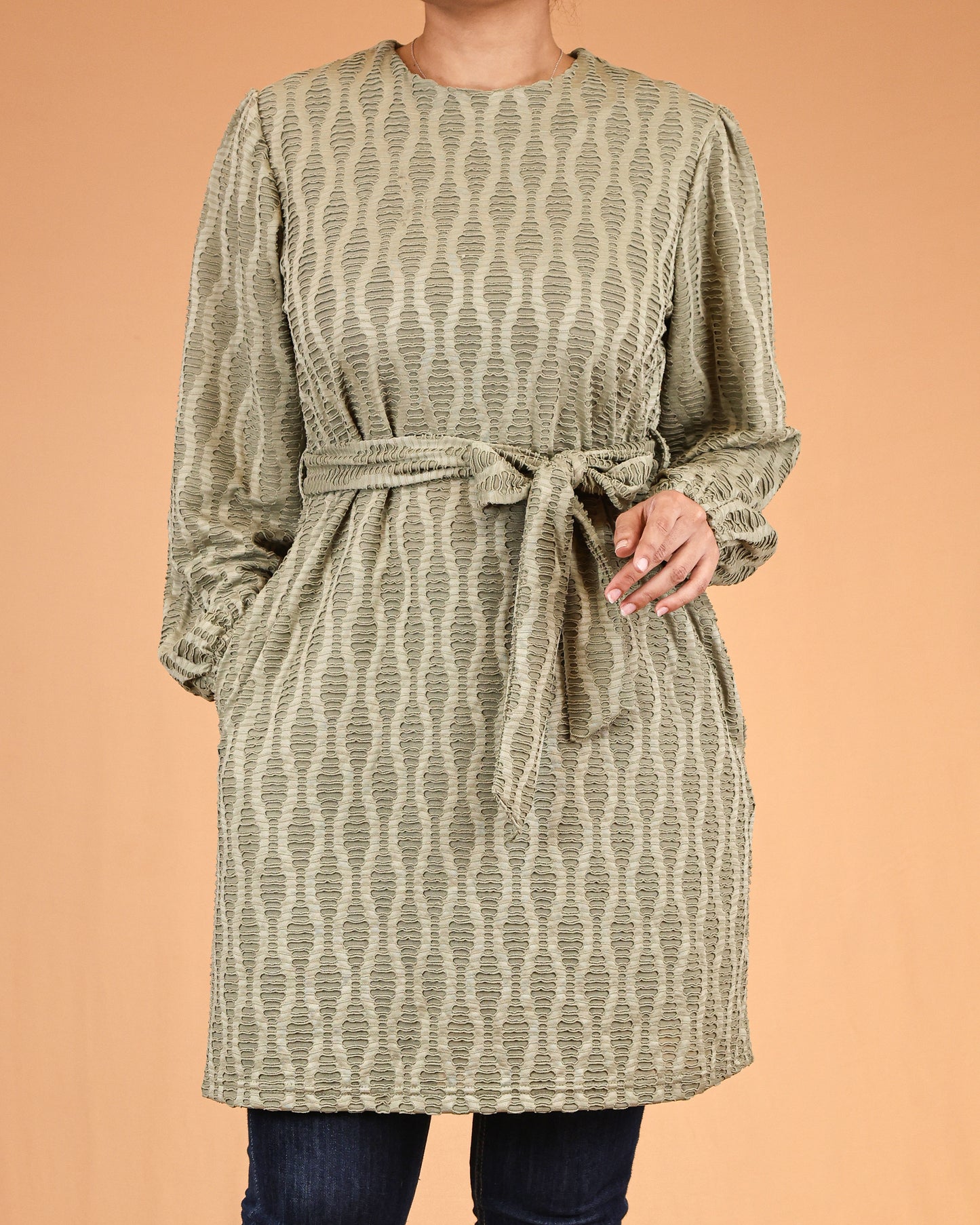 Sage Textured Belted Top