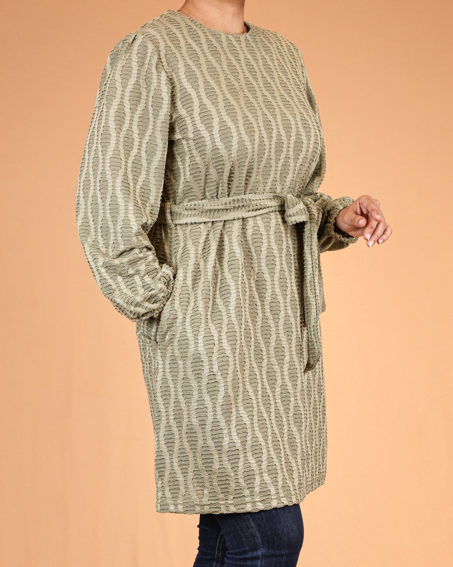 Sage Textured Belted Top