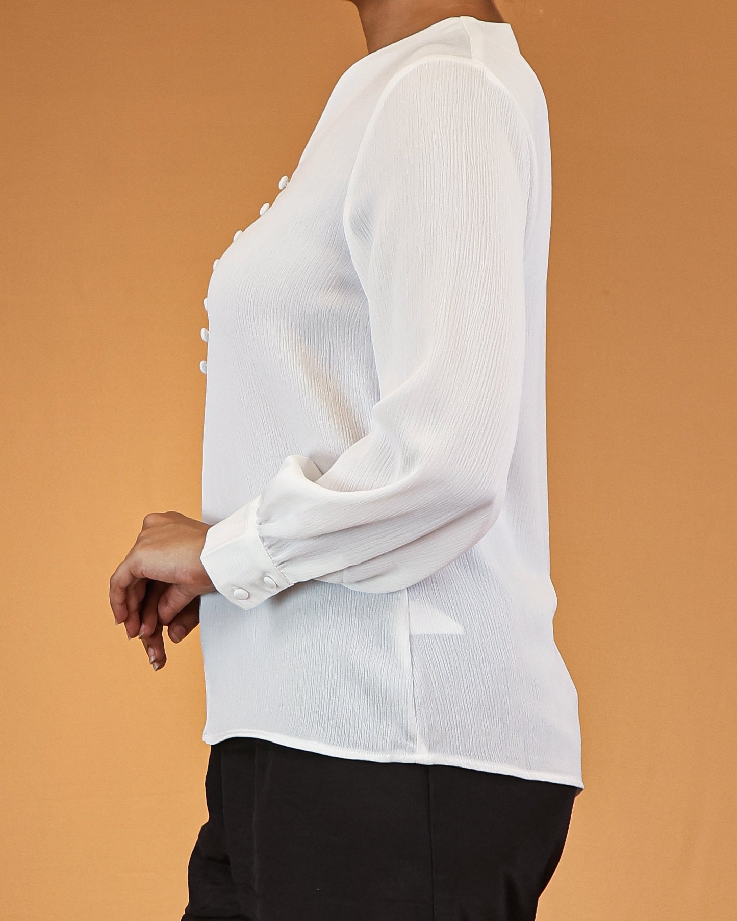 Classic White Buttoned V-Neck Top