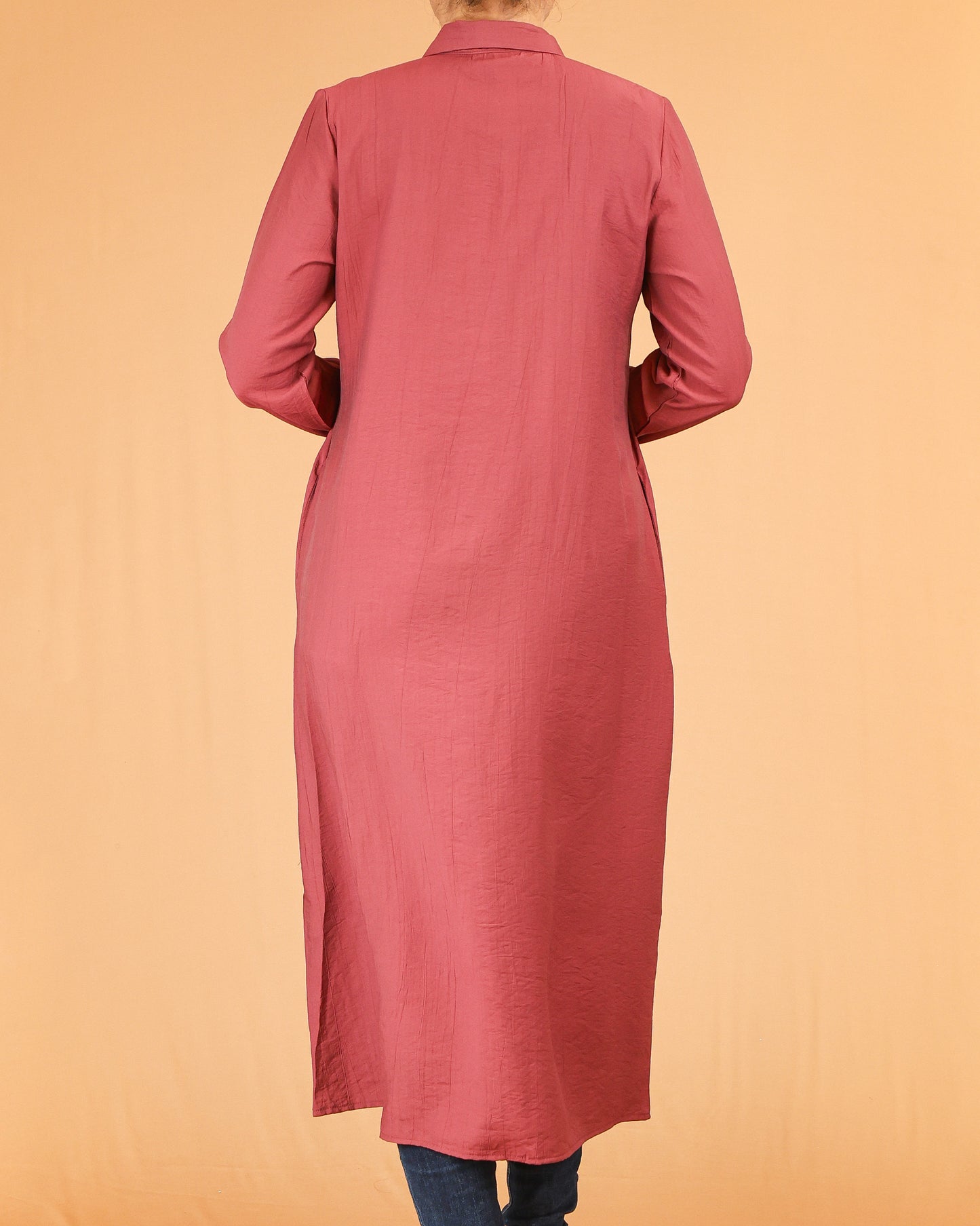 Rust Shirt Dress with Concealed Placket