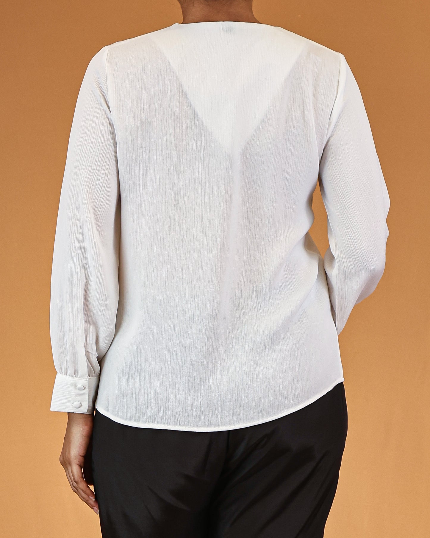 Classic White Buttoned V-Neck Top