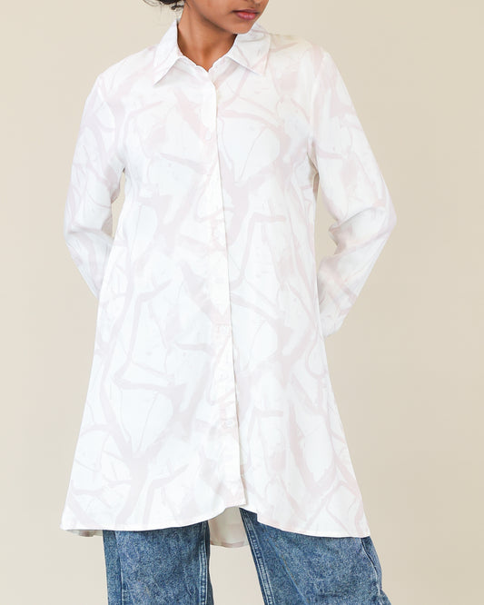 Ivory Blush Marble Shirt Dress