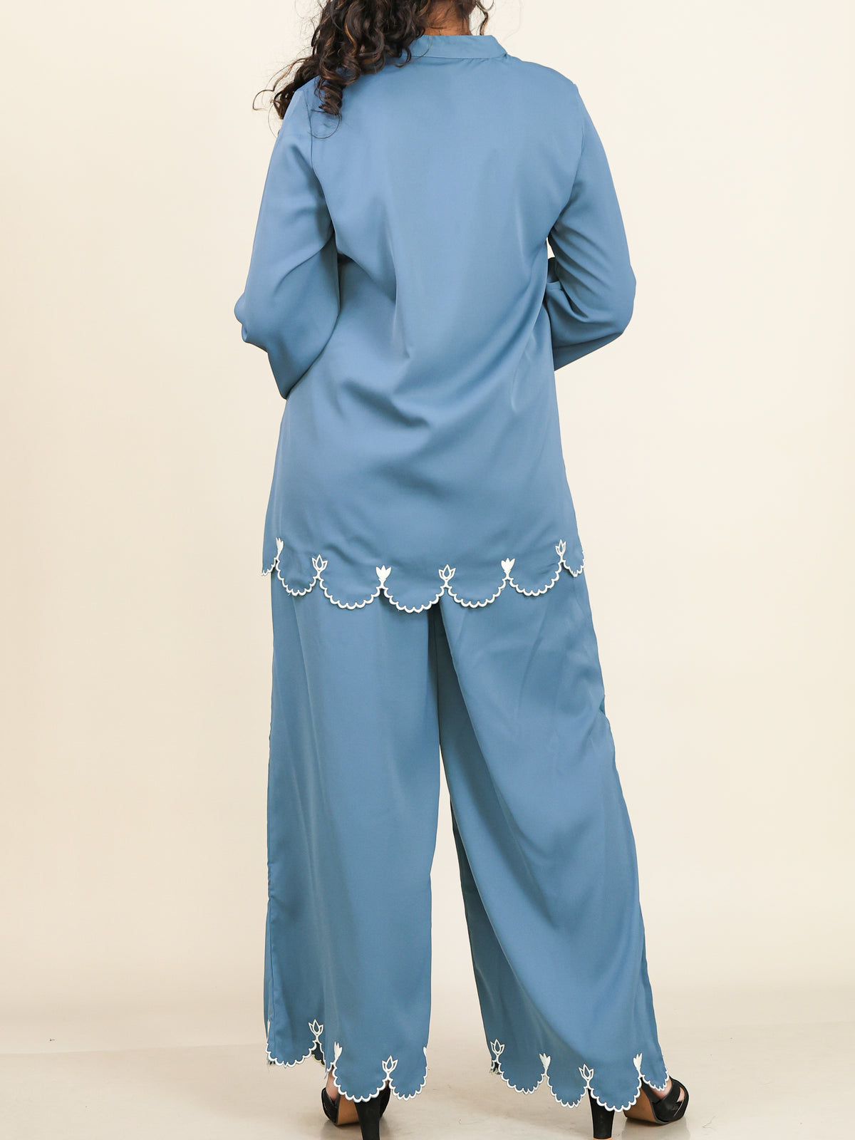 Soraya Dusty Blue Embroidered Co-Ord Set