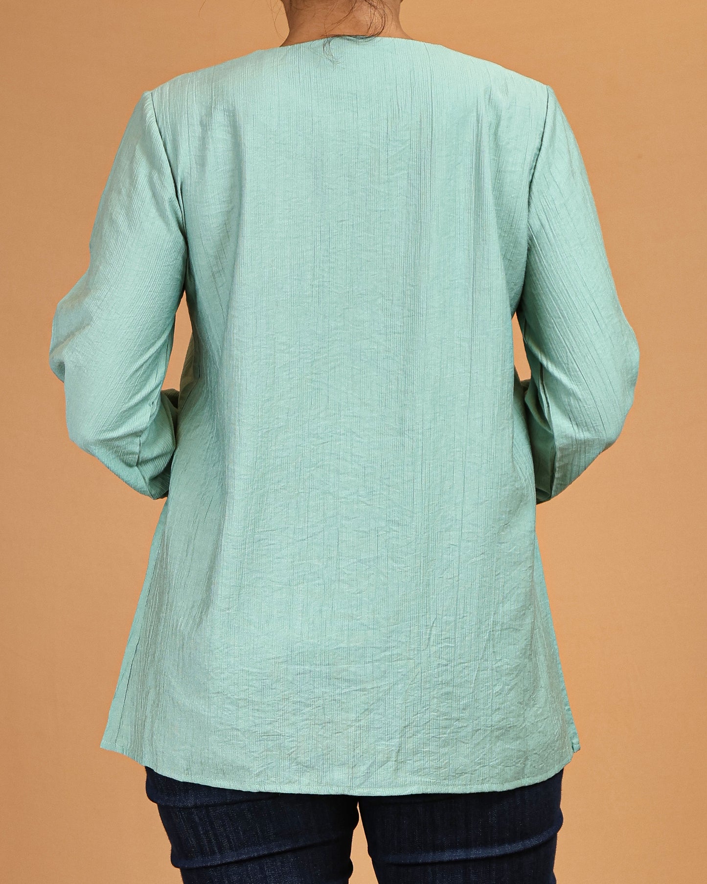 Mint Textured Button-Front Top