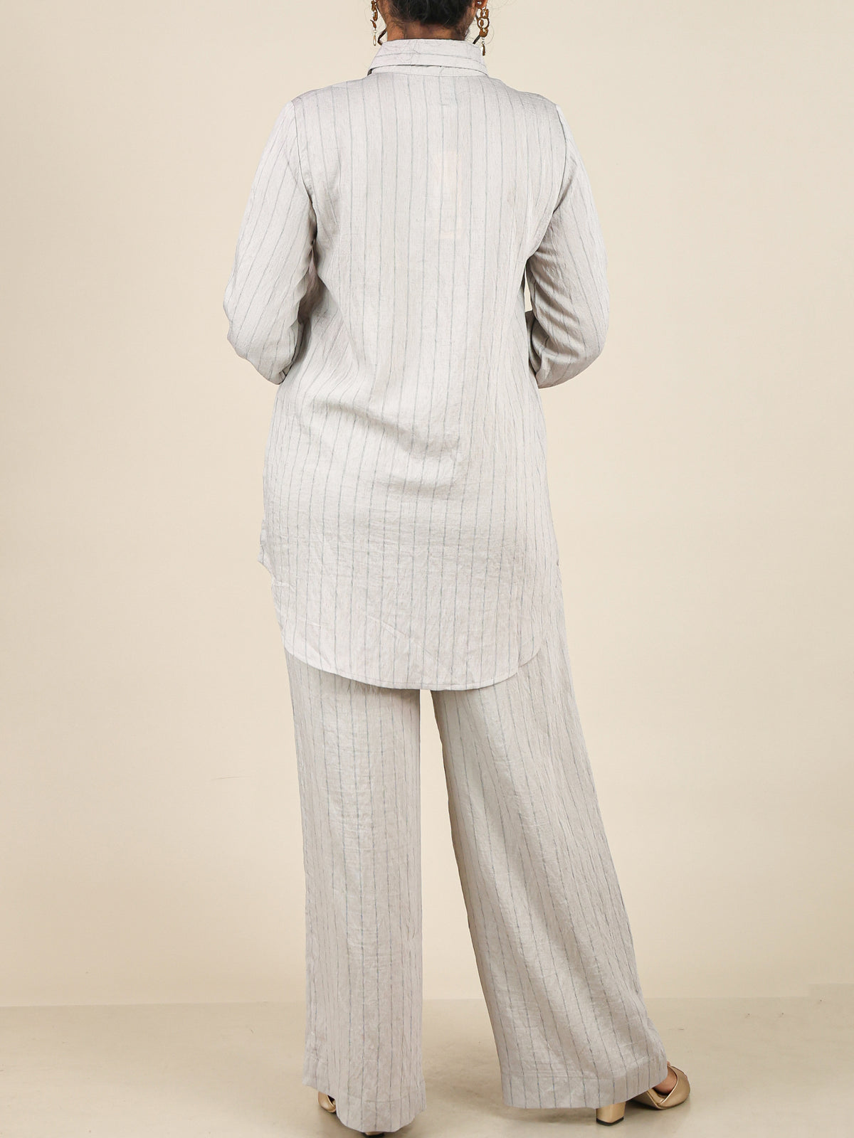 Arielle Ivory Grey Pinstripe Co-Ord Set