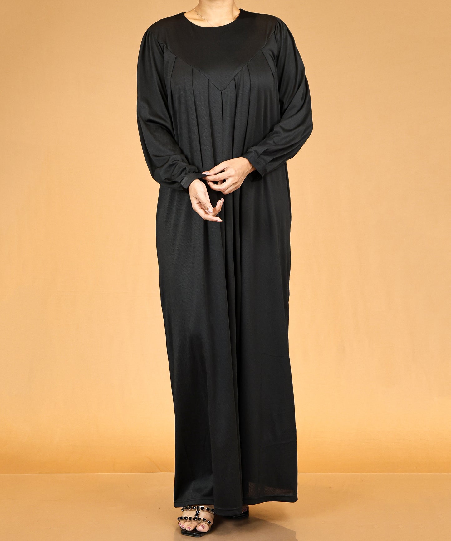 Classic Black Pleated Modest Abaya
