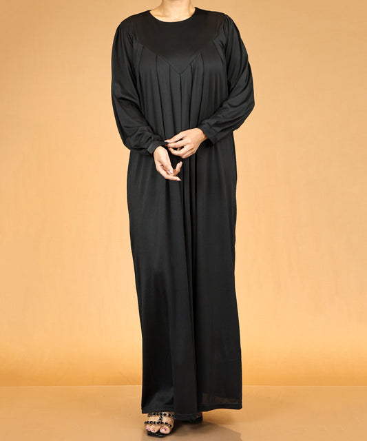 Classic Black Pleated Modest Abaya