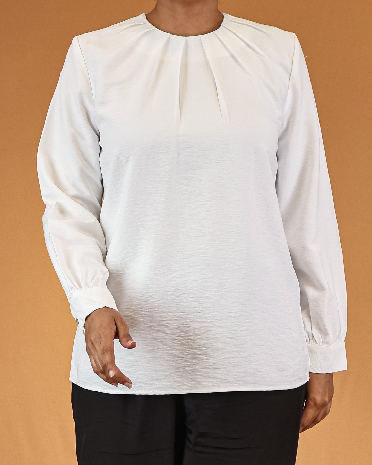 Ivory Pleated-Neck Top