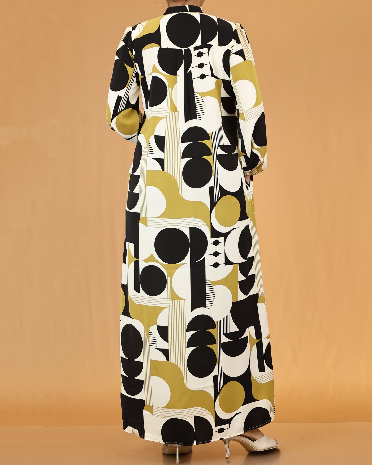 Mustard Abstract Print Maxi Dress
