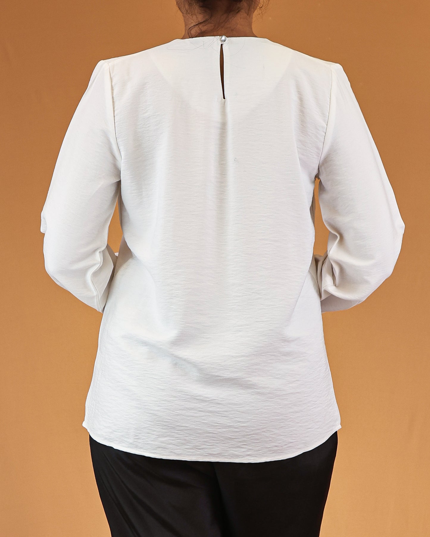Ivory Pleated-Neck Top