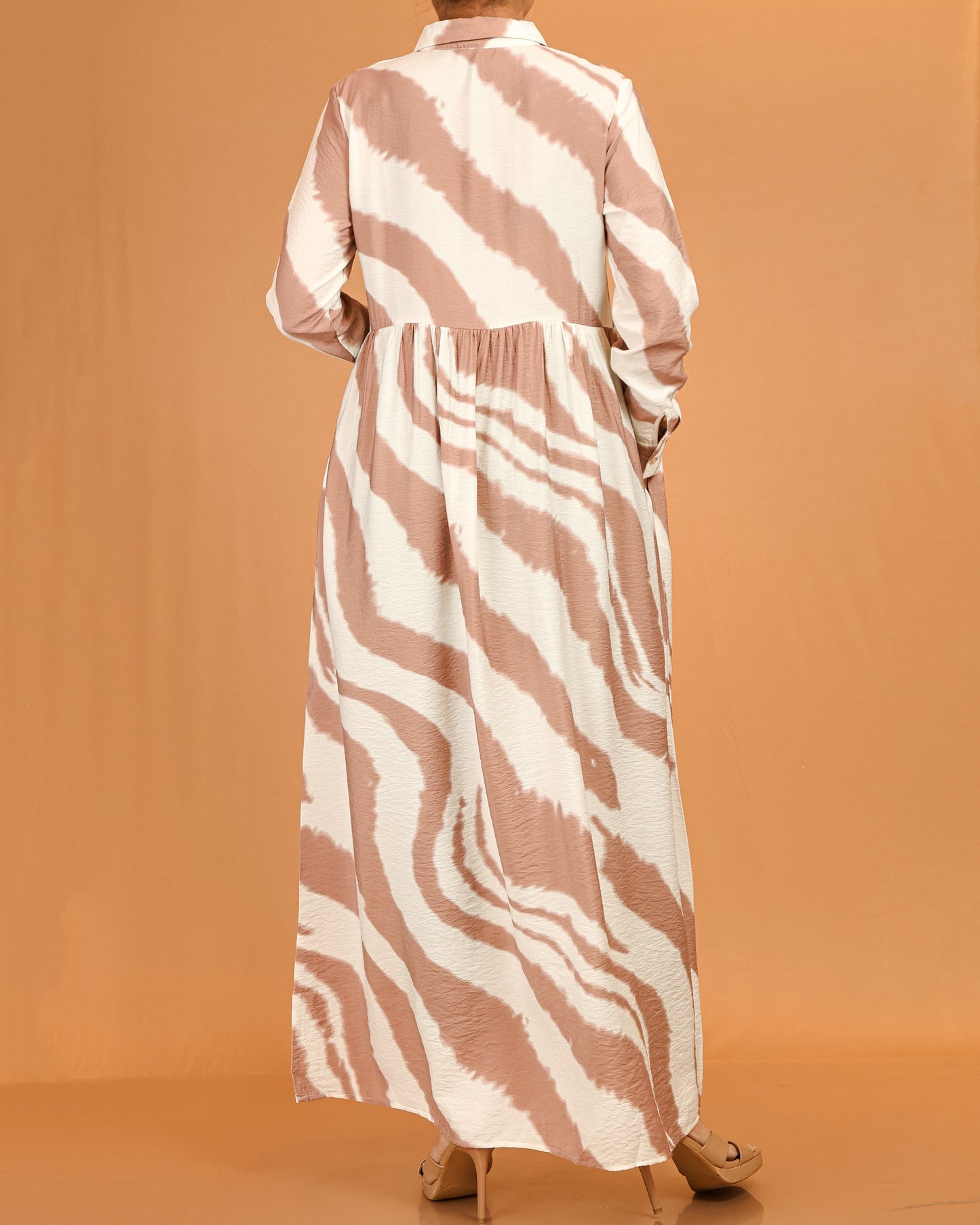 Zahra Blush Abstract Button-Down Dress