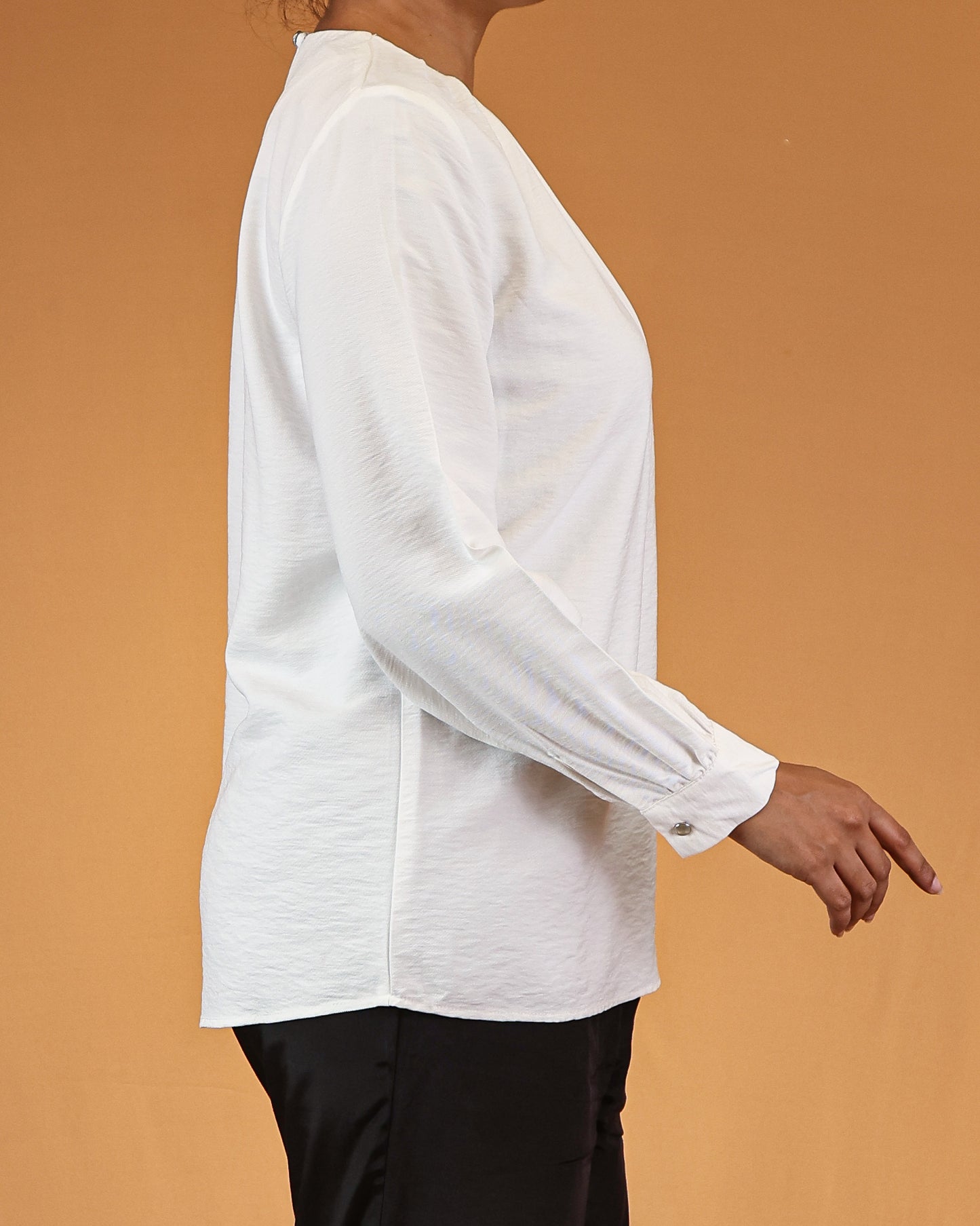 Ivory Pleated-Neck Top