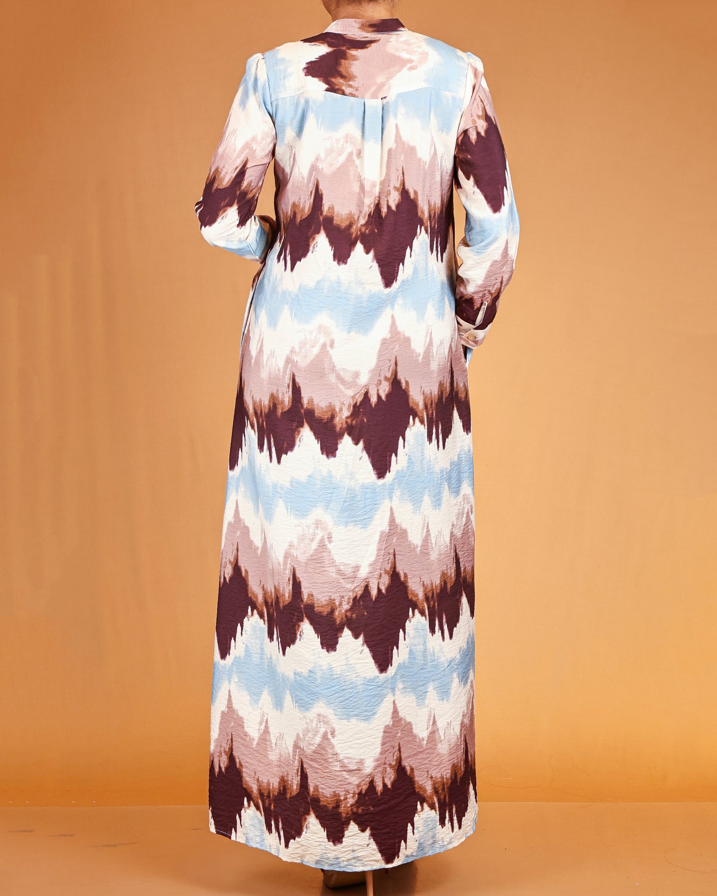 Blush Terra Wave Print Button-Down Maxi Dress