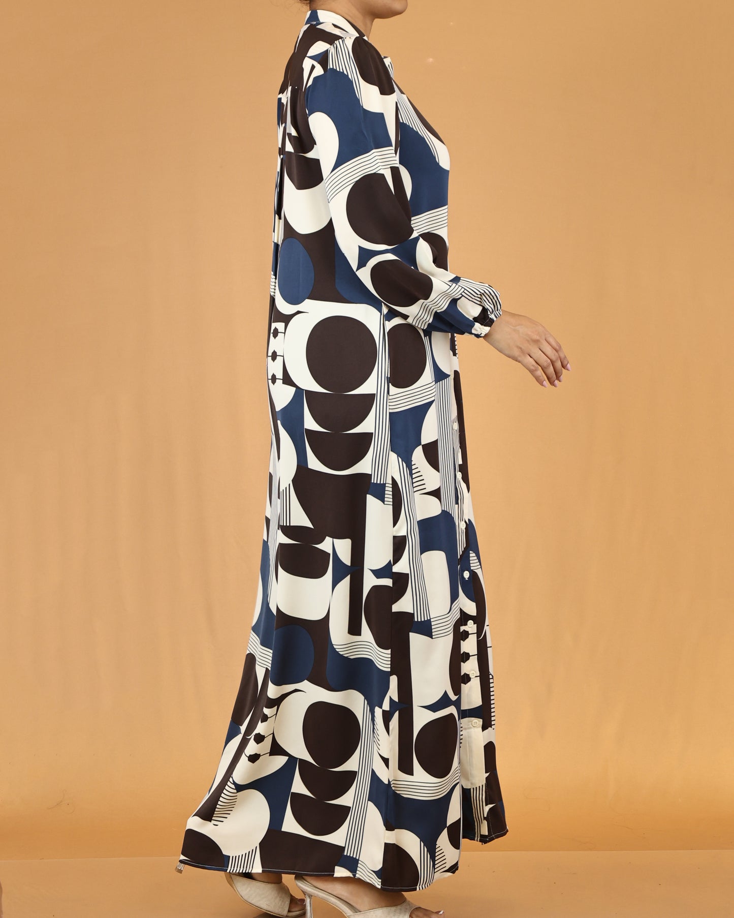 Midnight Blue Abstract Print Maxi Dress