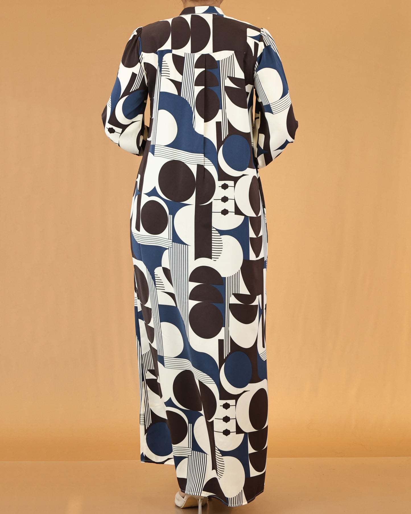 Midnight Blue Abstract Print Maxi Dress