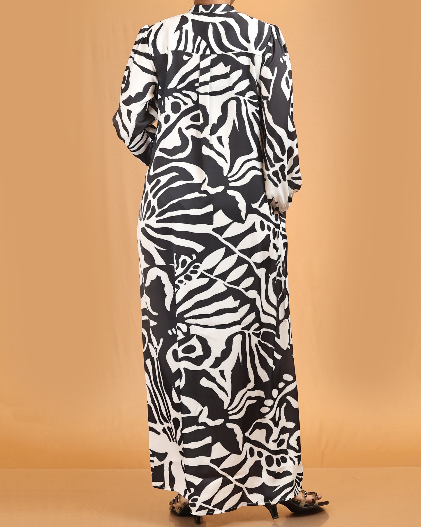 Monochrome Abstract Button-Down Maxi