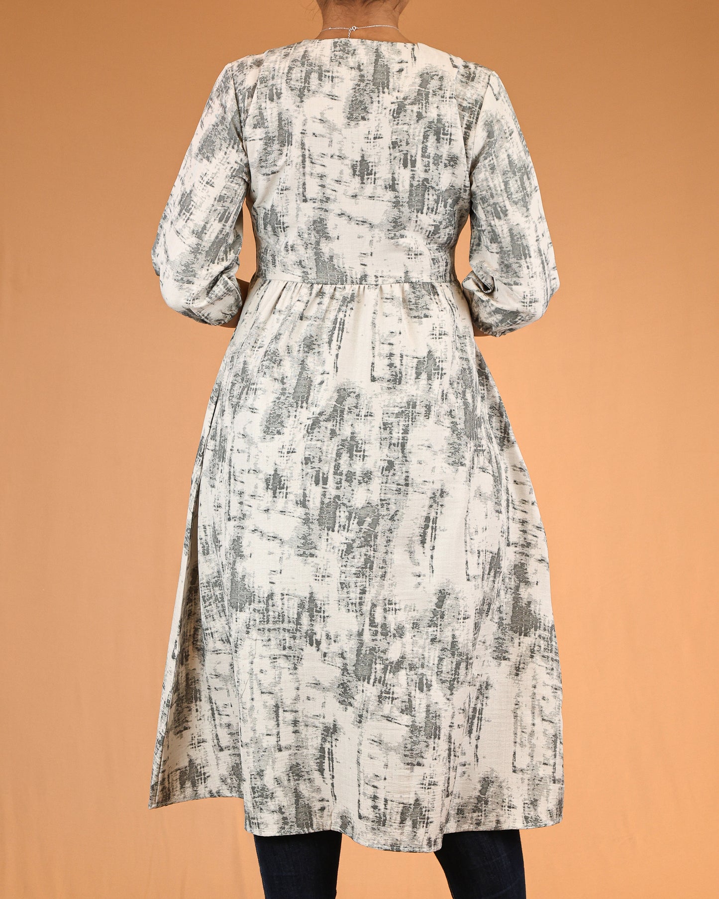 Ivory Stonewash Button-Front Long Top