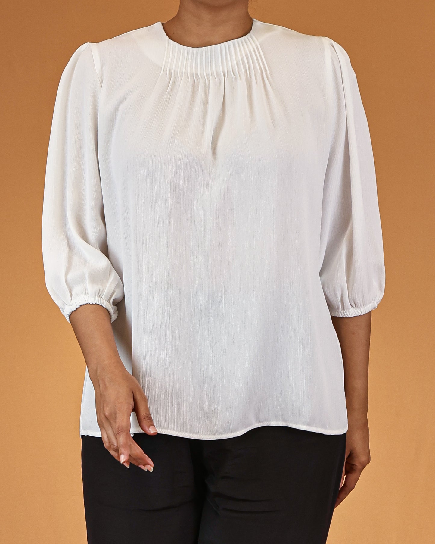 Classic White Soft Gathered Top