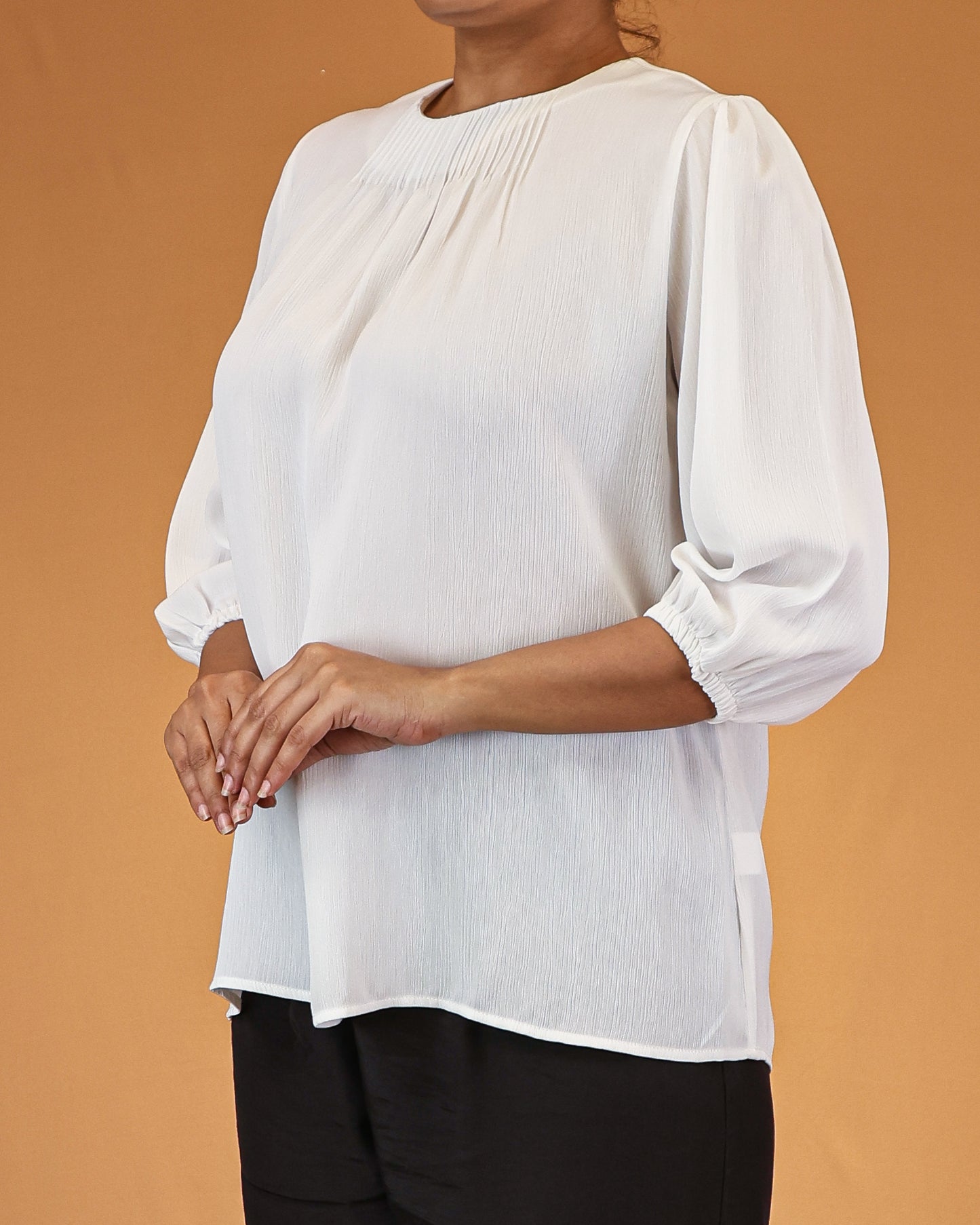 Classic White Soft Gathered Top