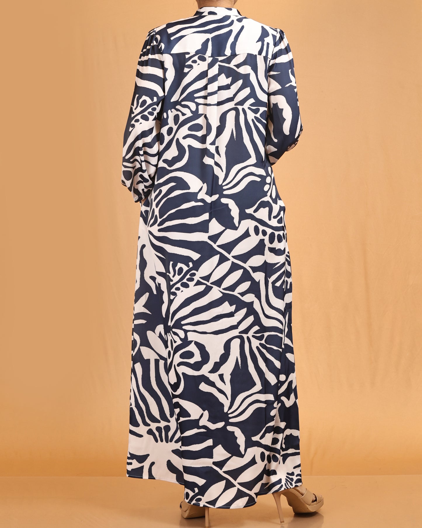 Abstract Button-Down Maxi – Navy & White