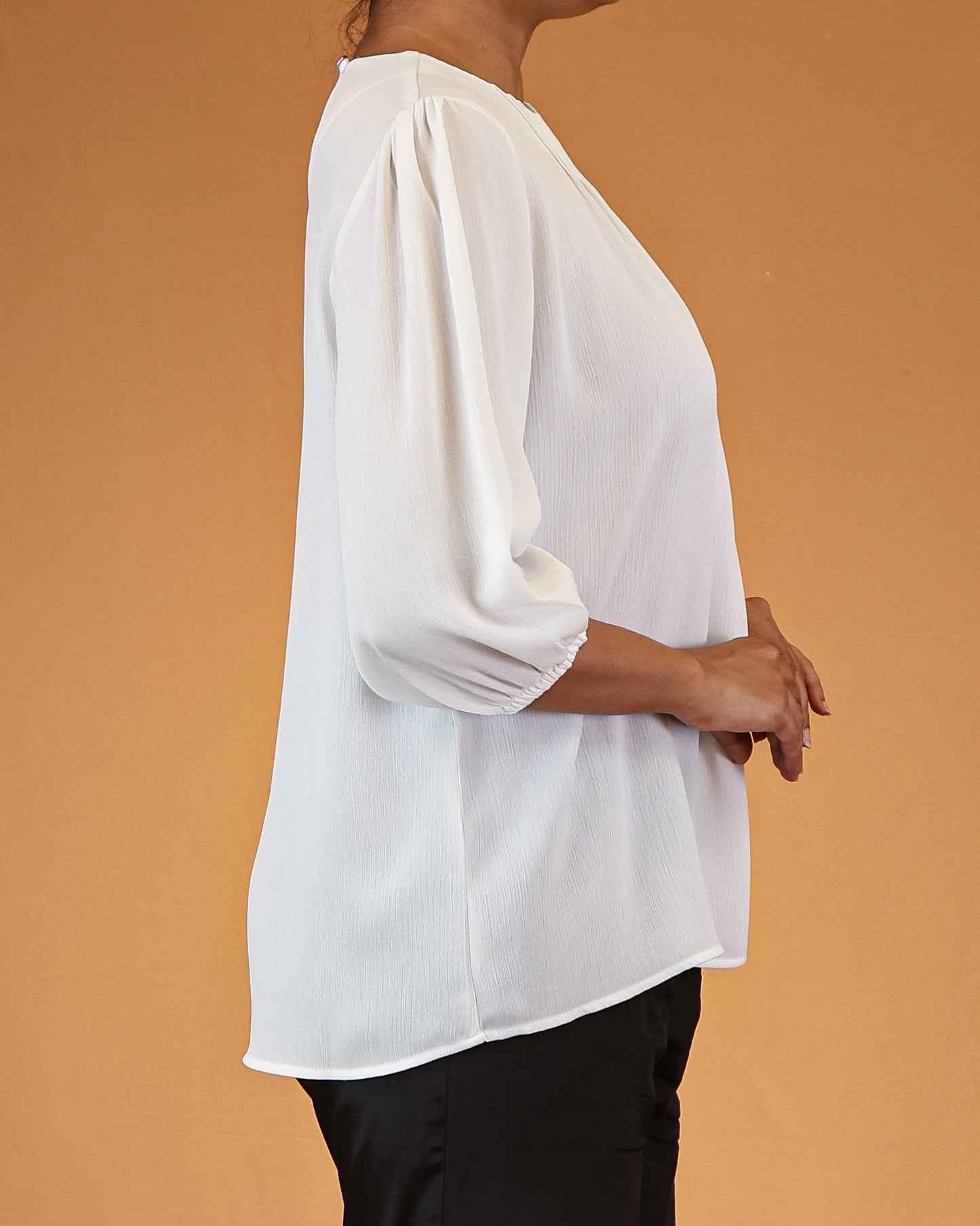 Classic White Soft Gathered Top