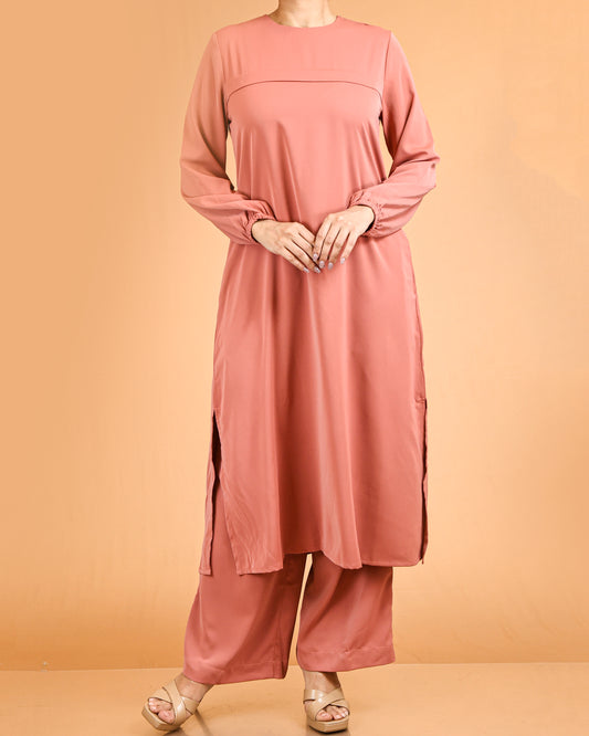 Classic lace Top & Wide-Leg Pant Co-ord Set