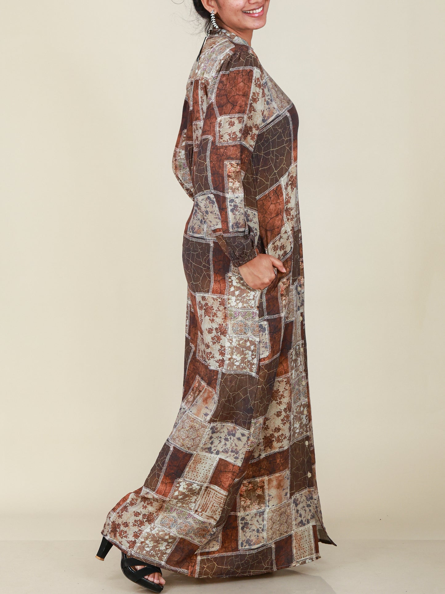 Zarelle Rust Mosaic Print Maxi