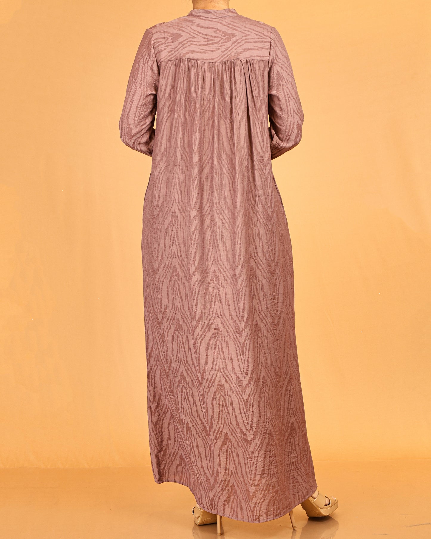 Mauve Textured Button-Down Dress