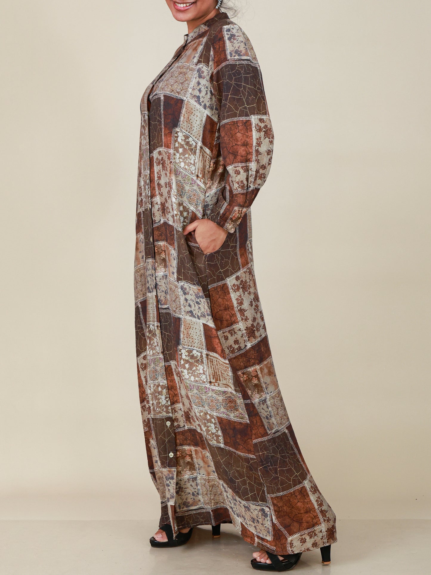 Zarelle Rust Mosaic Print Maxi