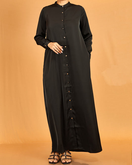Classic Button-Down Shirt Maxi Dress – Classic Black