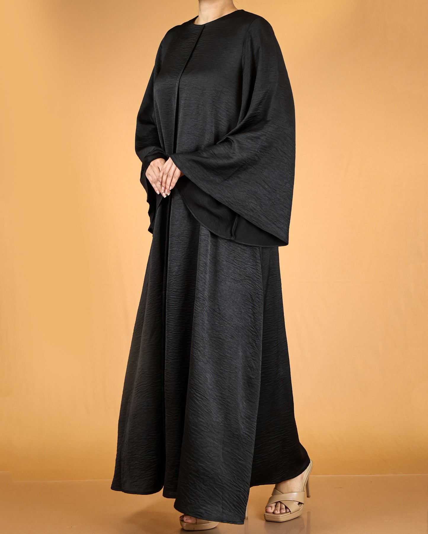 Flowy Textured Maxi Dress with Overlay