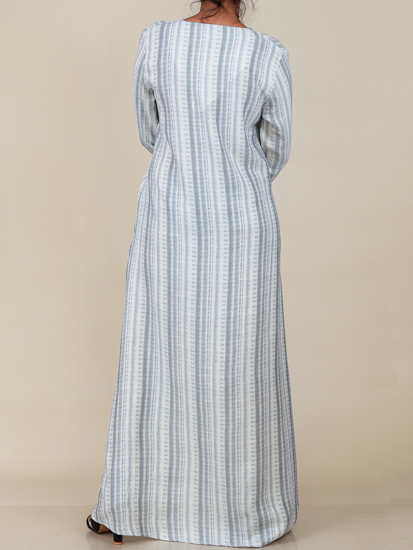 Serene Mist Button Front Abaya in Powder Blue
