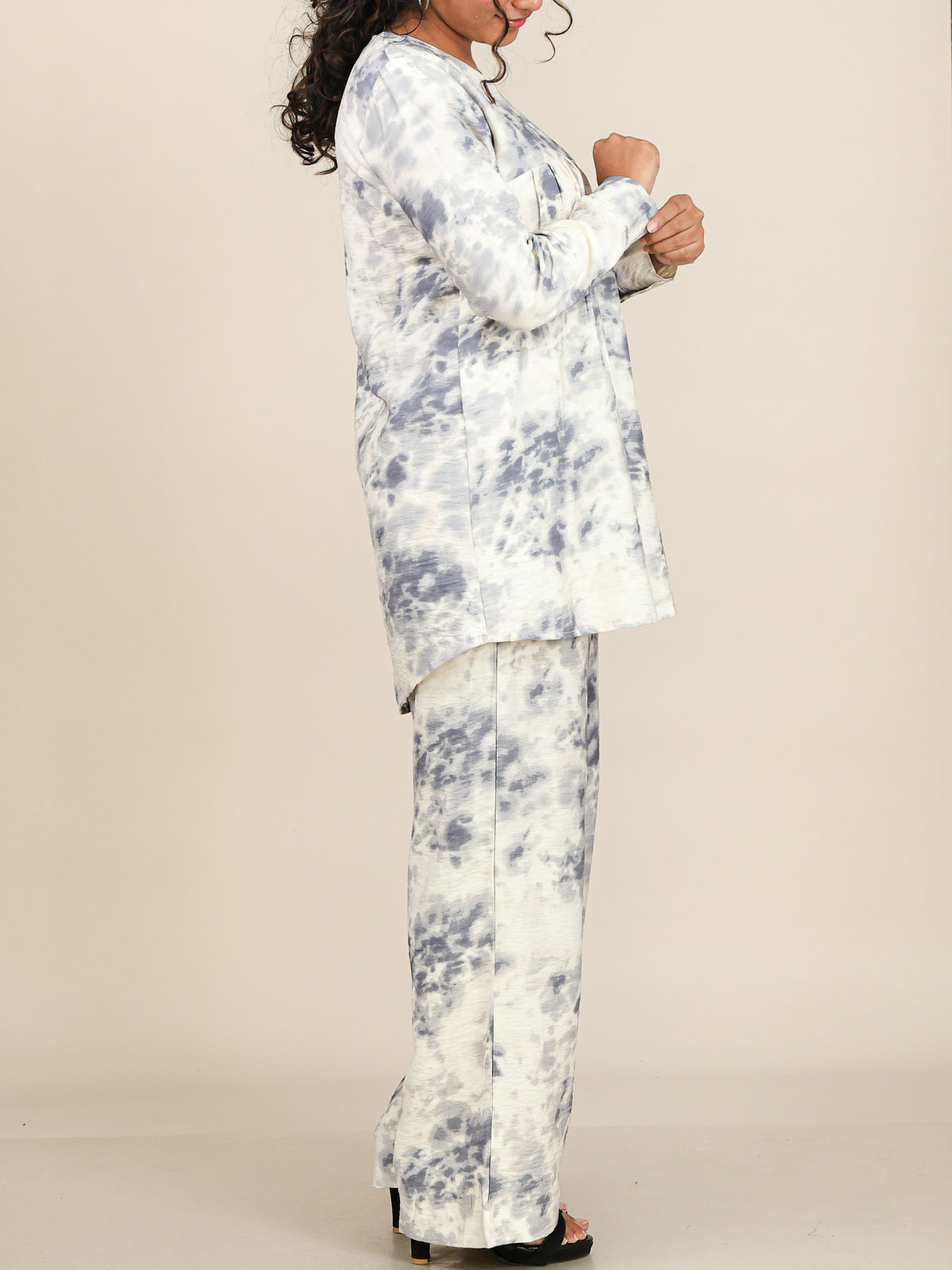 Selene Ivory Grey Print Co-Ord Set