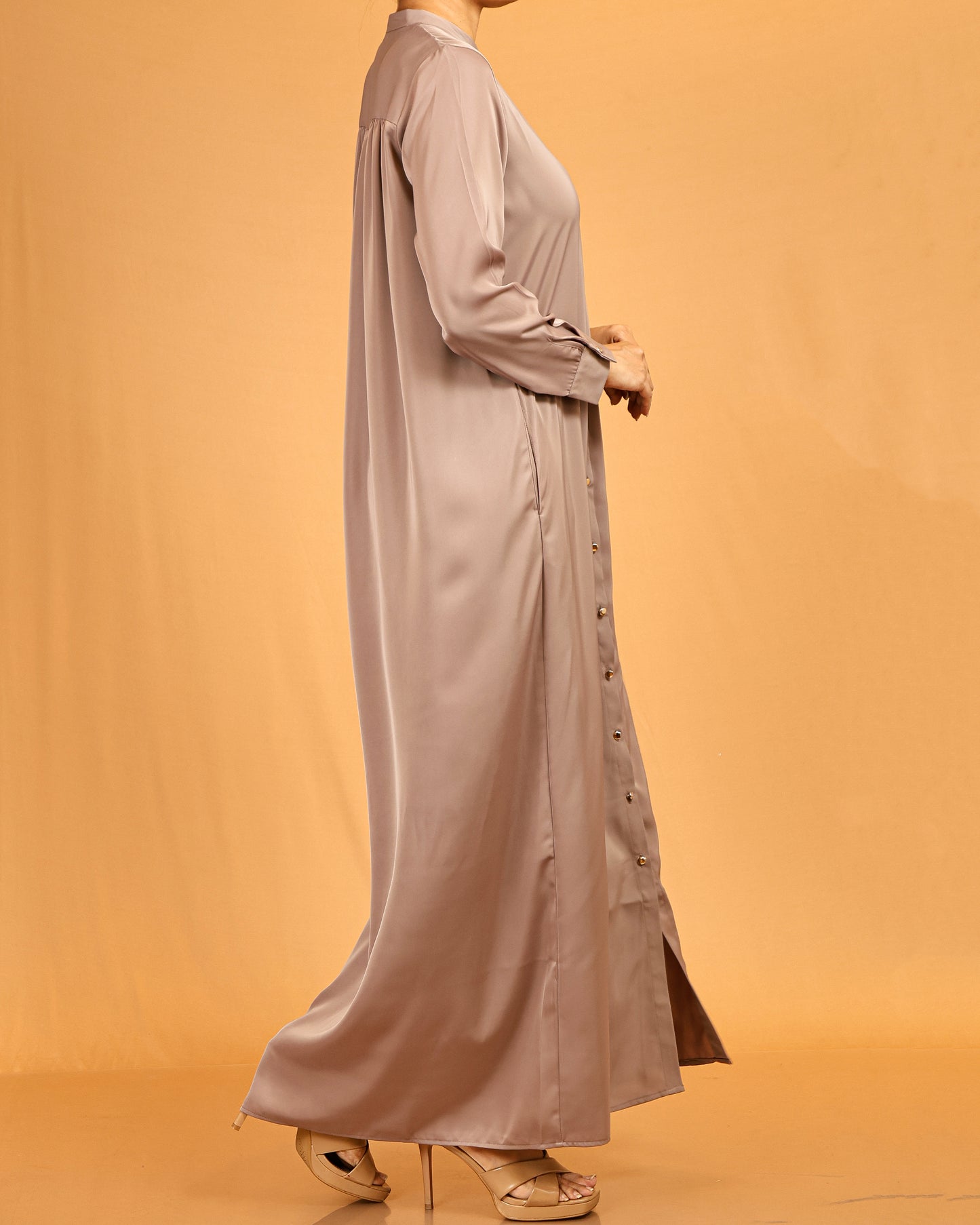 Classic Button-Down Shirt Maxi Dress – Soft Taupe