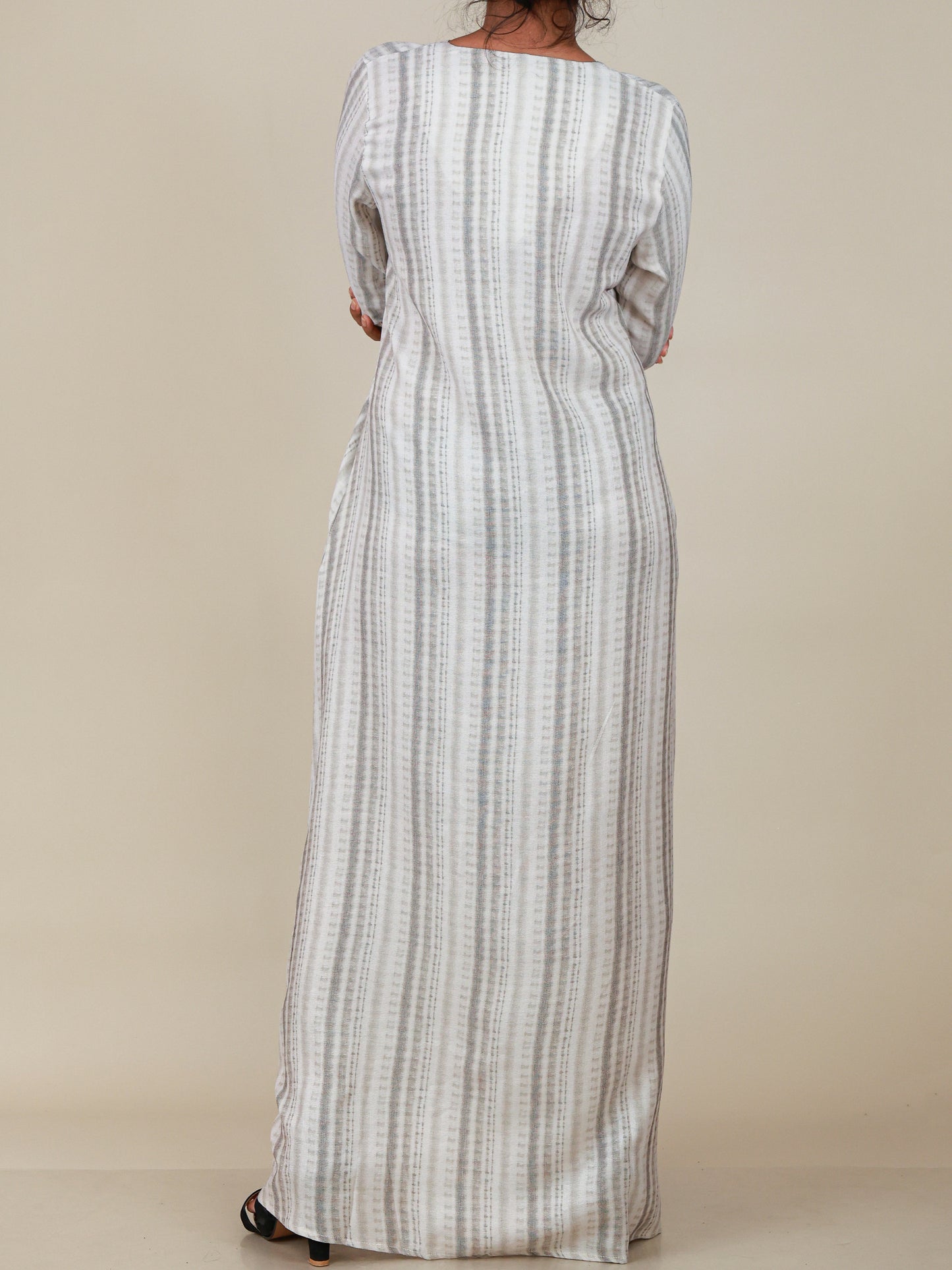 Serene Mist Button Front Abaya in Soft Grey