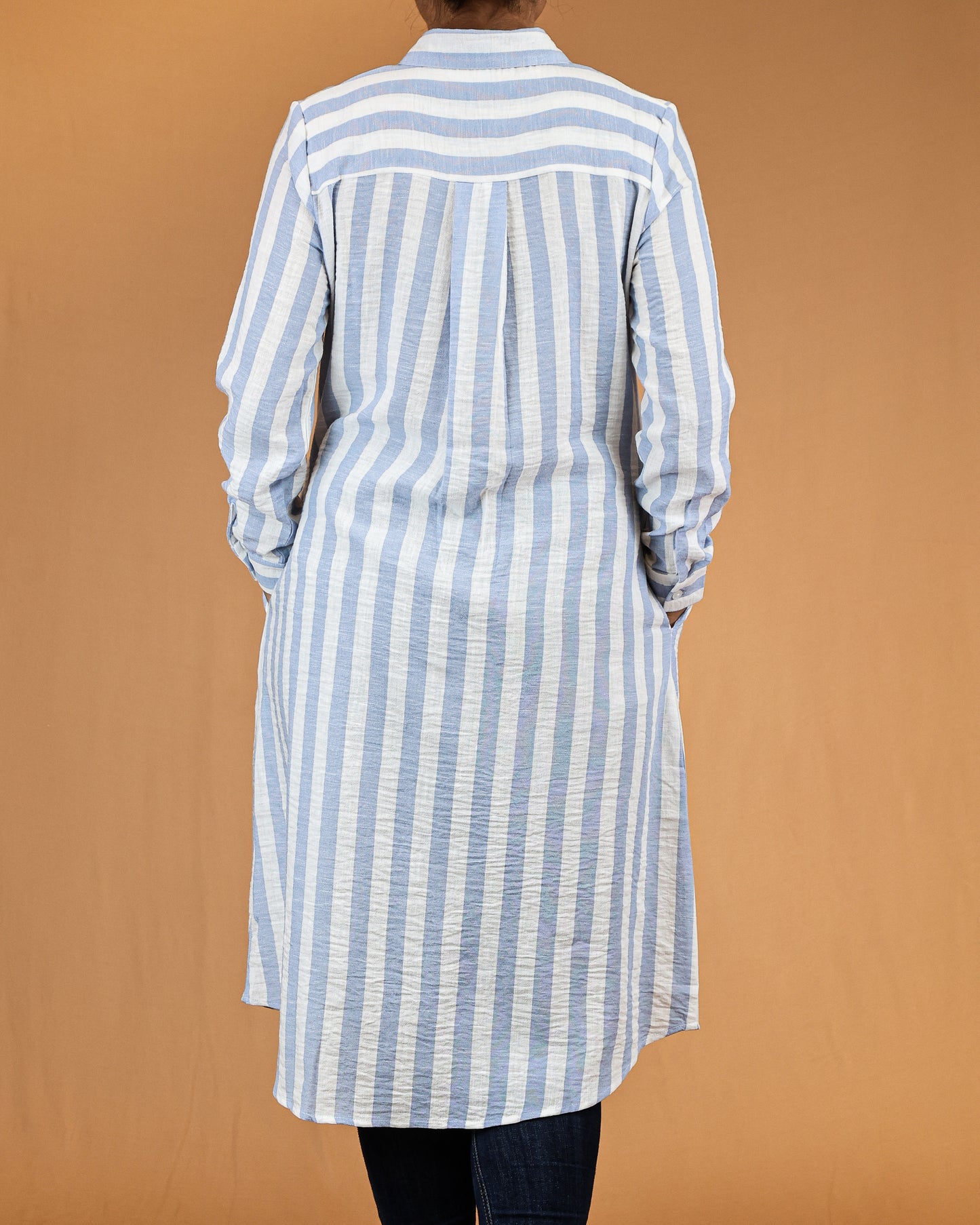 Powder Blue Stripe Shirt Dress