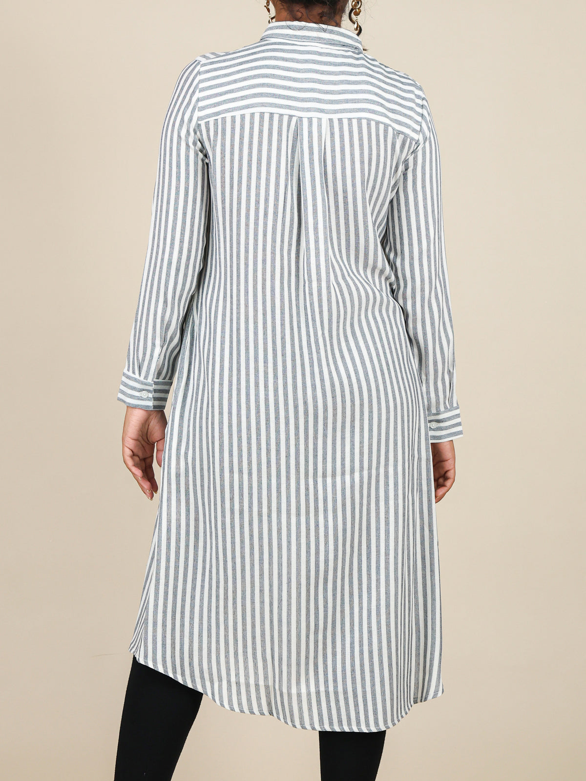 Aurelia Slate Grey Stripe Button Front Midi
