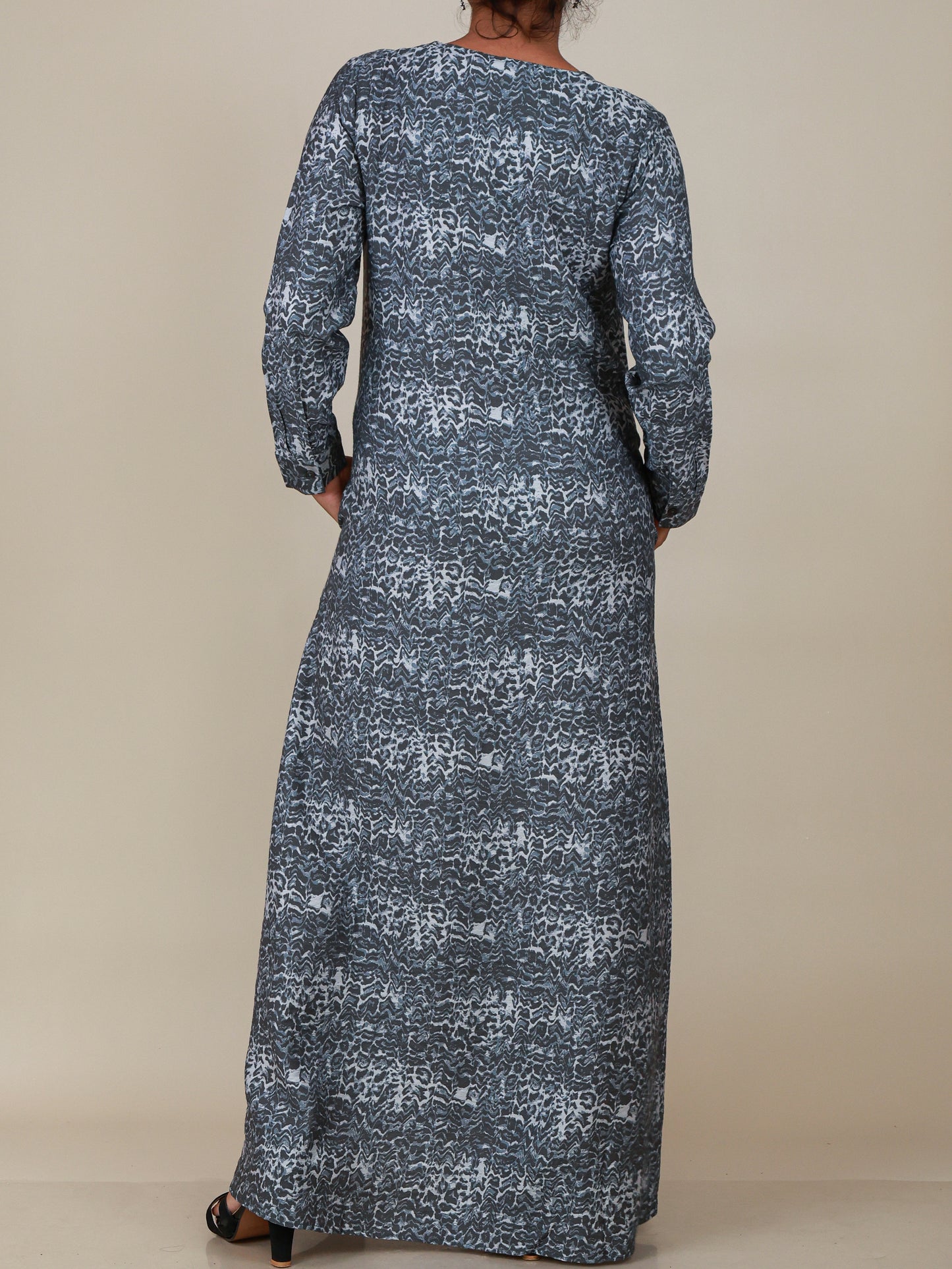 Nyra Slate Grey Print Abaya