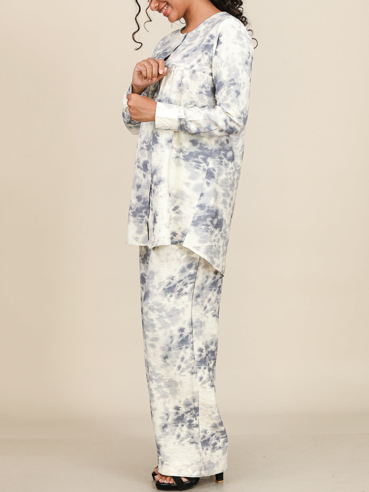 Selene Ivory Grey Print Co-Ord Set