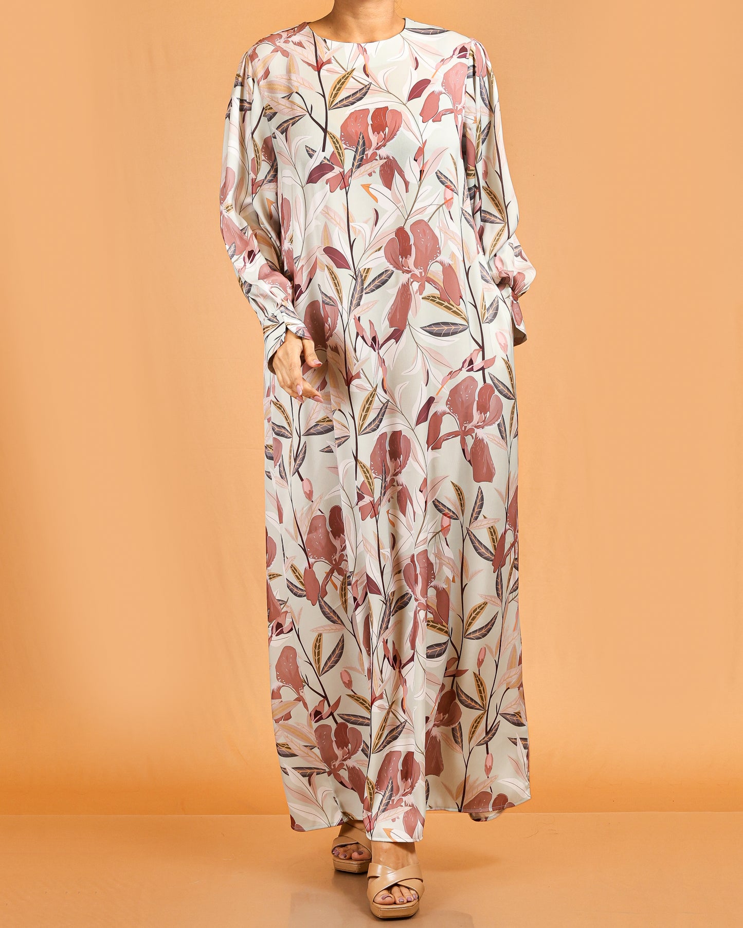 Soft Floral Flow Abaya – Rose Mix