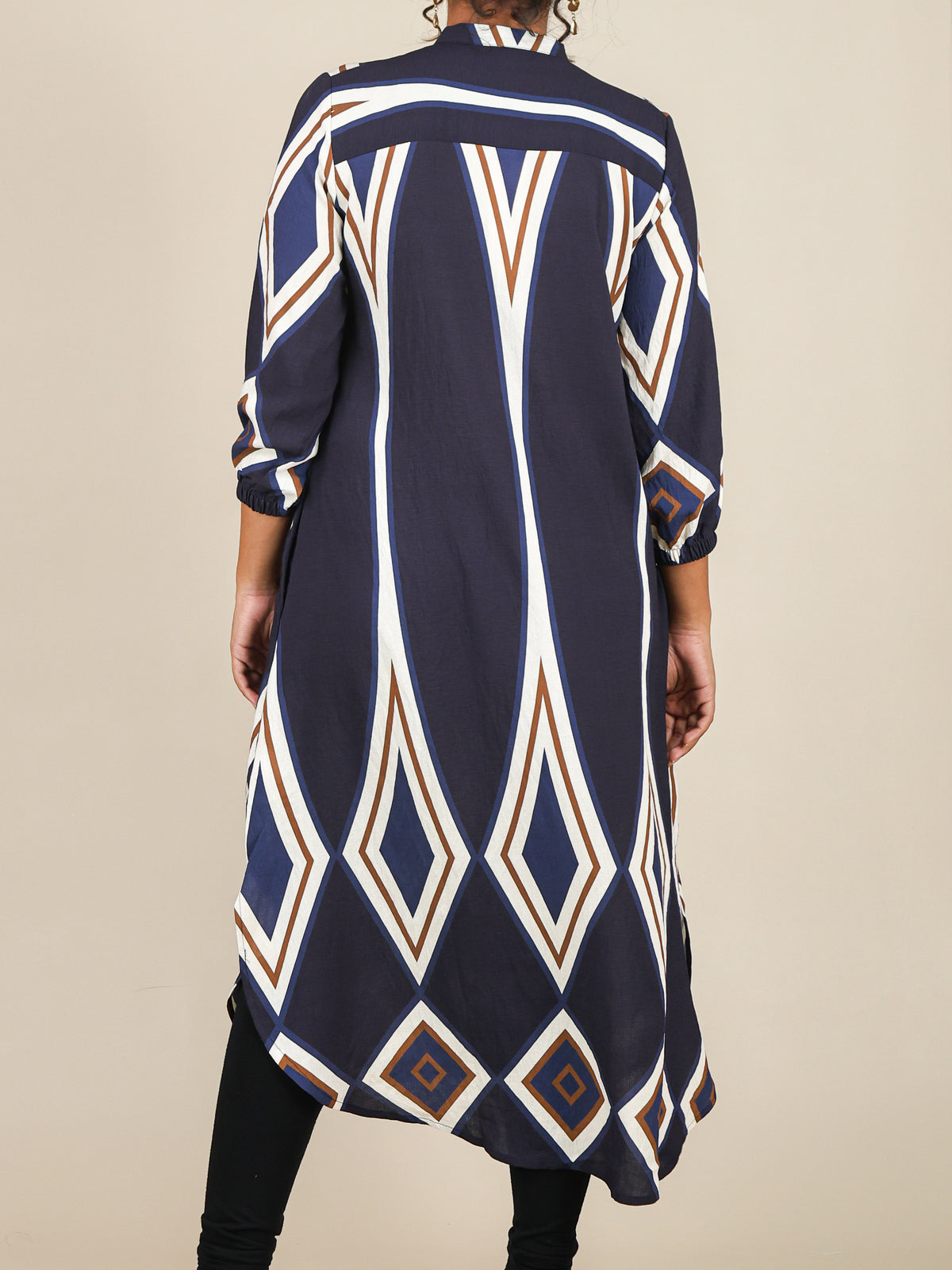 Calista Navy Blue Geo Print Midi
